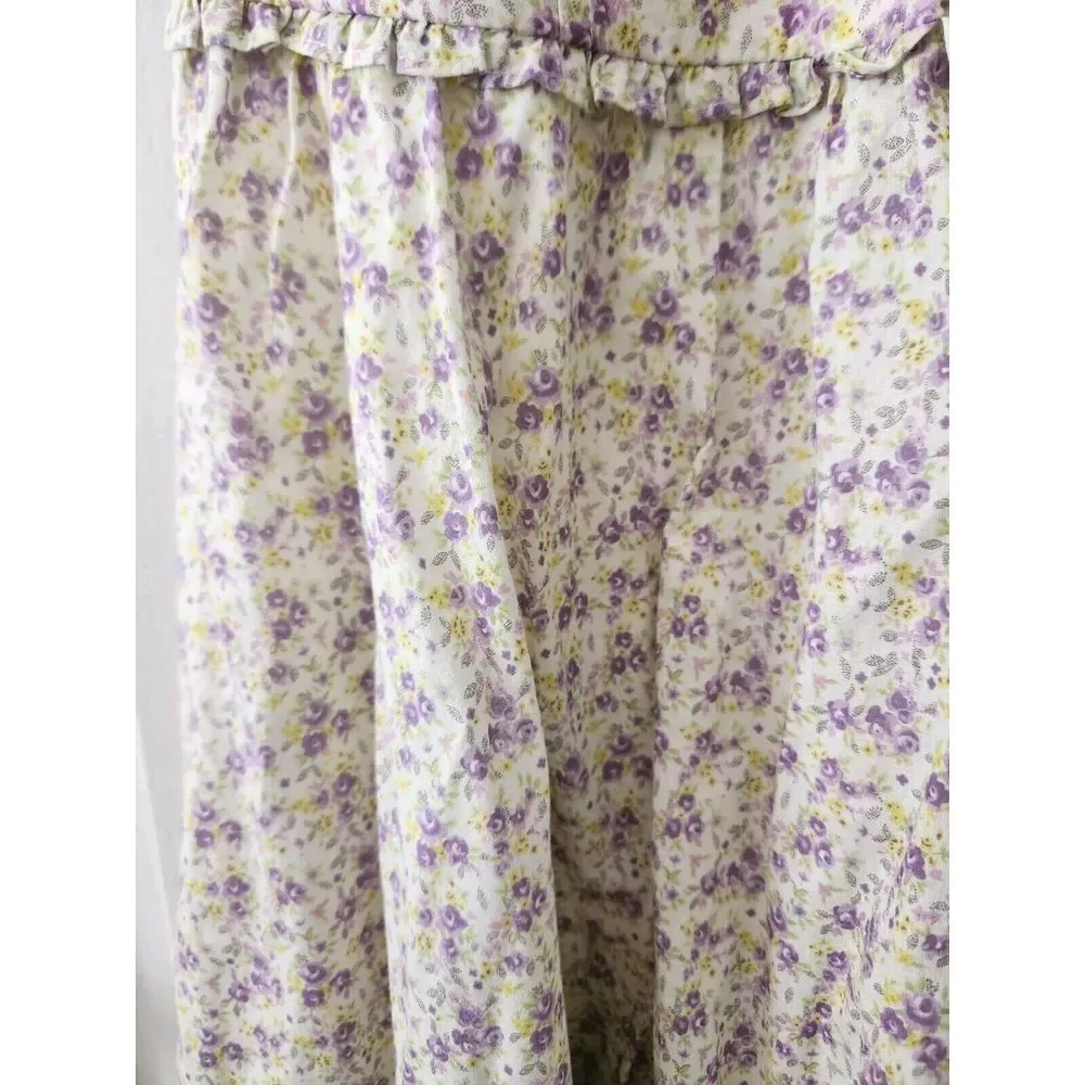 LINI Melissa floral Dress fit and flare ruffle Button Lavander Color Size XS - Picture 3 of 14
